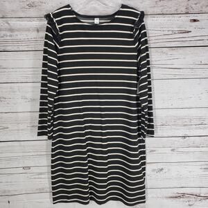 Old Navy New Knit Black White Stripe Long Sleeve Dress Size Large